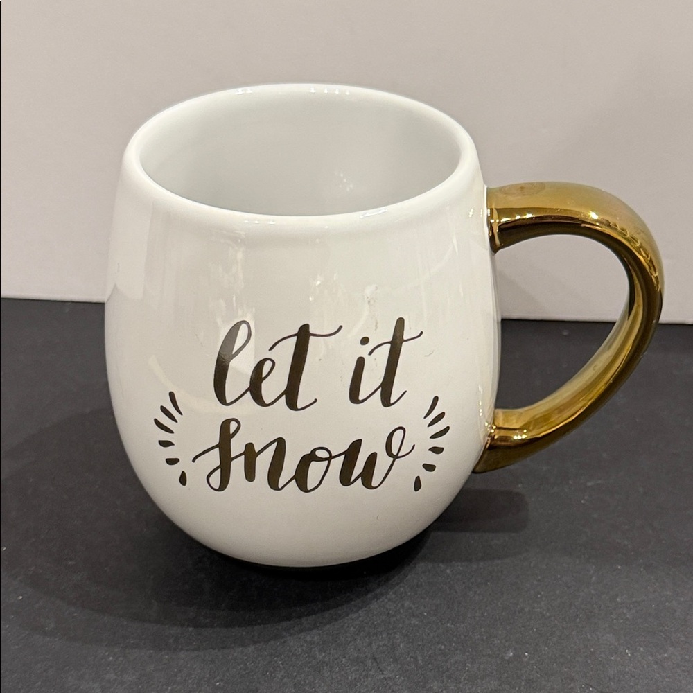 White and Gold Mug - Let It Snow coffee hot chocolate tea mug